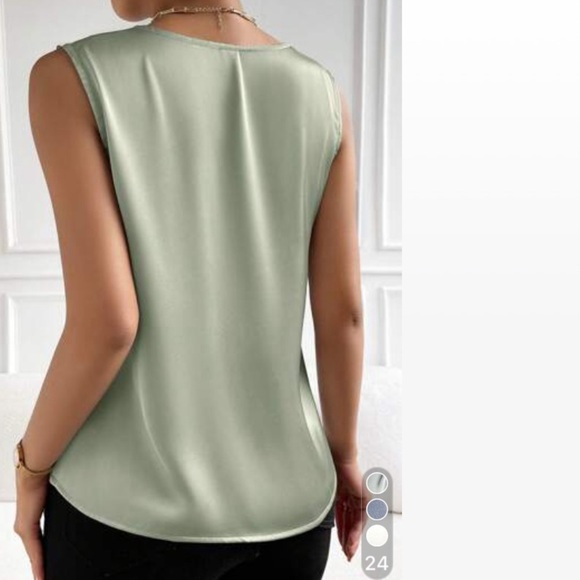 Sleeveless tank top satin professional work wear black - Picture 3 of 8